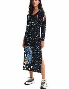 Vestido Desigual Dots Negro/Azul Mujer