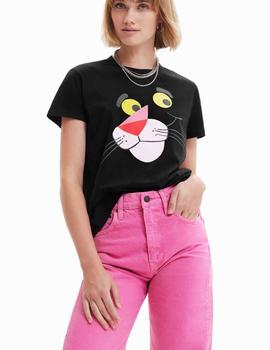 Camiseta Desigual Hello Pink Panther Neg/Ros/Ama