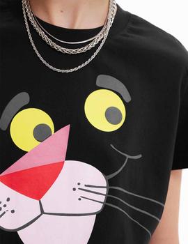Camiseta Desigual Hello Pink Panther Neg/Ros/Ama