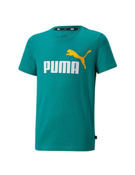 Camiseta Puma ESS+ 2 Col Logo Azul Verdoso Niño