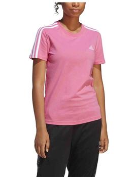 Camiseta Adidas W 3S Rosa/Blanco Mujer
