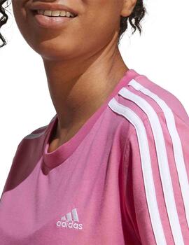 Camiseta Adidas W 3S Rosa/Blanco Mujer