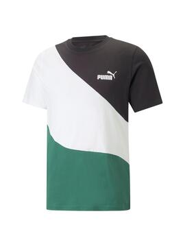 Camiseta Puma Power Cat Negro/Bco/Verde Hombre