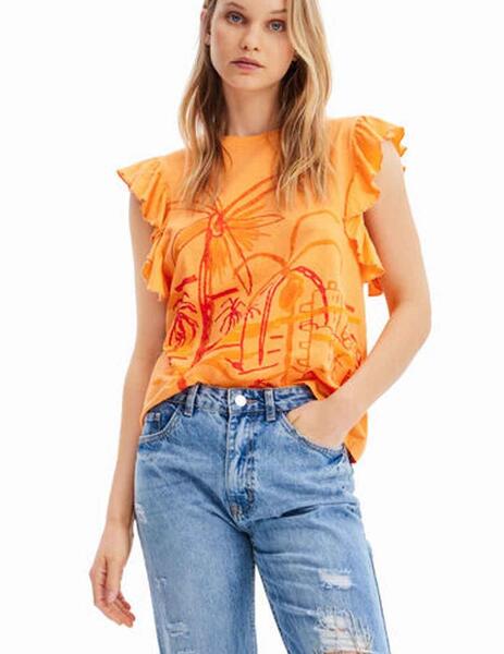 Camiseta Desigual Shalma Naranja Mujer