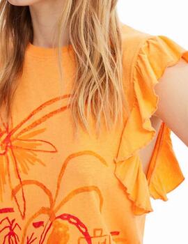 Camiseta Desigual Shalma Naranja Mujer