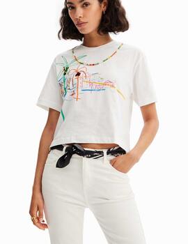 Camiseta Desigual Palmer Blanco Mujer