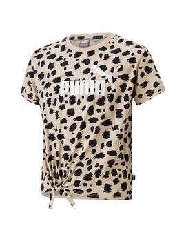 Camiseta Puma ESS+ Animal AOP Beige/Negro Niña