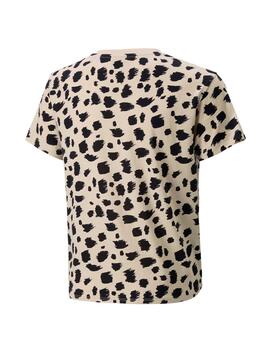 Camiseta Puma ESS+ Animal AOP Beige/Negro Niña