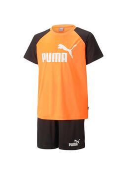 Set Puma Short Polyester Naranja/Negro Niño