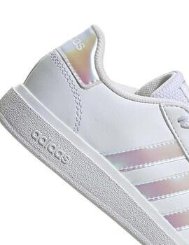 Zapatillas Adidas Grand Court 2.0 K Blanco/Irisado