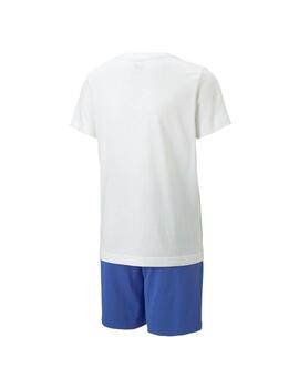 Set Puma Short Logolab Blanco/Azul Niño