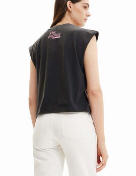 Camiseta Desigual Pink Panther SM Negro Mujer