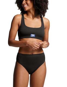 Braga de Bikini Puma Ribbed High Waist Negro Mujer