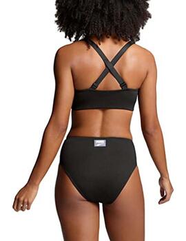 Braga de Bikini Puma Ribbed High Waist Negro Mujer