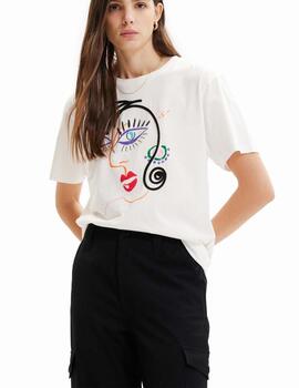 Camiseta Desigual Face MC Blanco Mujer