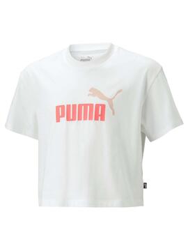 Camiseta Puma Logo Cropped Blanco Niña