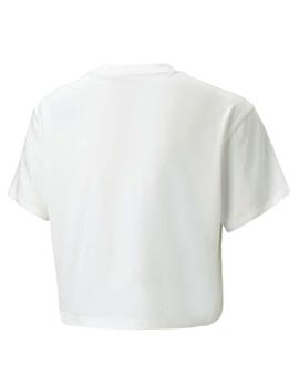 Camiseta Puma Logo Cropped Blanco Niña