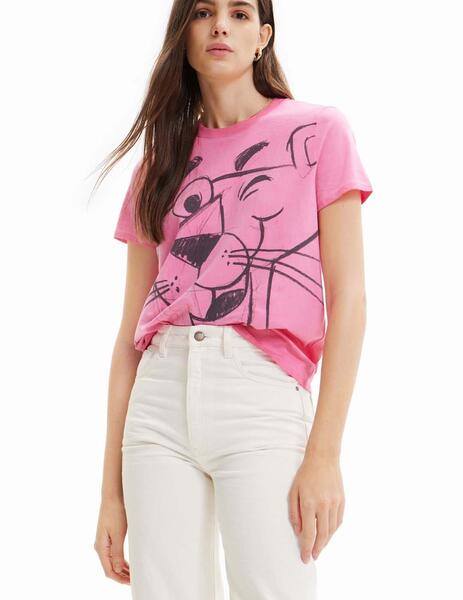 Camiseta Desigual Pink Panther Smile MC Rosa Mujer