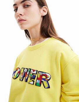 Sudadera Desigual Power Amarillo Mujer