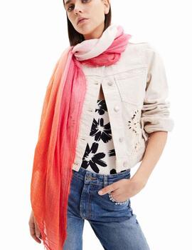 Foulard Desigual Degrade Rectan Rosa/Nj/Bco Mujer