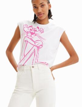 Camiseta Desigual Pink Panther Blanco Mujer