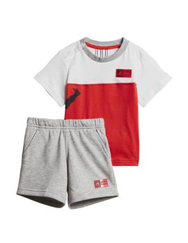 Conjunto Adidas Marvel INF DY SM Blanco/Rojo/Gris