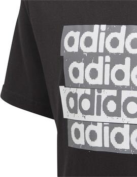 Camiseta Adidas B Lin Repeat Negro Niño