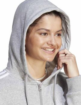 Chaqueta Adidas W 3S FL FZ HD Gris Mujer