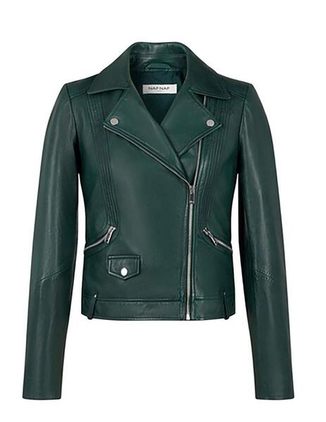 Chaqueta piel verde deals