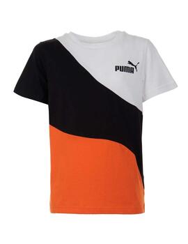 Camiseta Puma Power Cat Bco/Negro/Nj Niño