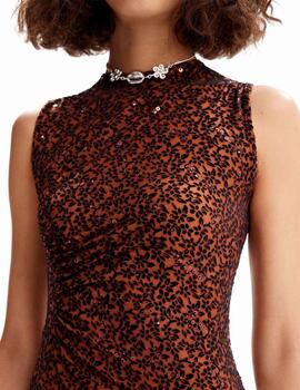 Vestido Desigual Flock Marron Mujer