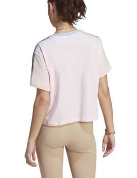 Camiseta Adidas W 3S CR Top Rosa/Verde Mujer