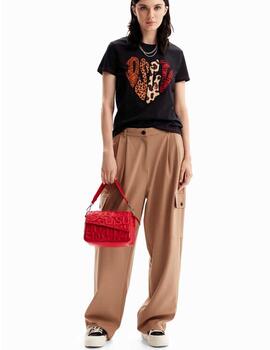 Bolso Desigual Maki Taupe Phuket Mini Rojo Mujer