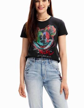 Camiseta Desigual Mickey Arty Negro Mujer