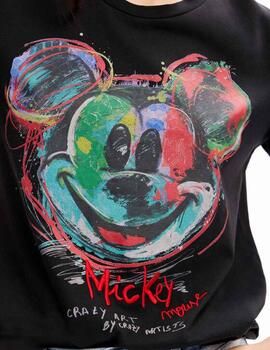Camiseta Desigual Mickey Arty Negro Mujer