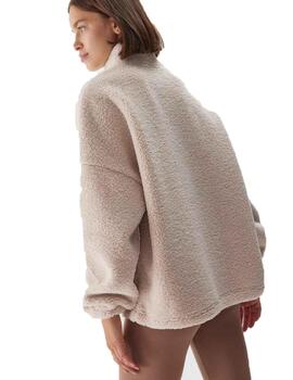 Sudadera 4F F140 Polar Sherpa Leisure Beige Mujer