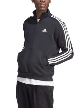 Sudadera Adidas M 3S FL 1/4 Zip Negro/Bco Hombre