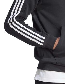 Sudadera Adidas M 3S FL 1/4 Zip Negro/Bco Hombre