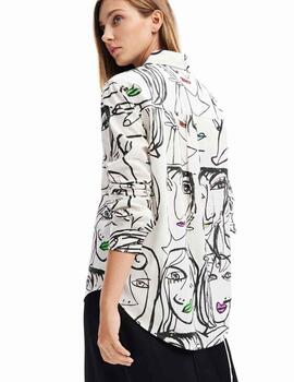 Camisa Desigual Verona Blanco/Negro Mujer