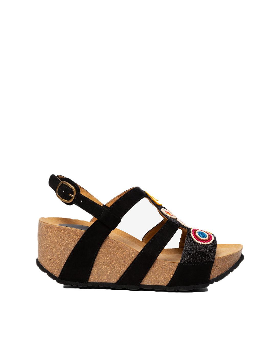 Sandalias Desigual Odisea Flowers Beads Negro
