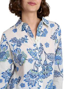 Camisa Naf Naf Hcamo  ML Crudo/Azul Mujer