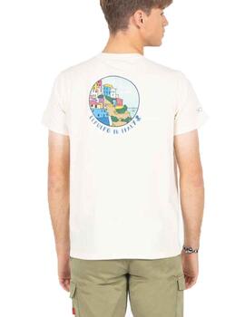 Camiseta elPulpo Circulo Paisaje Beige Hombre