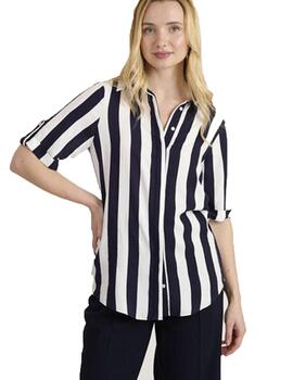 Camisa Naf Naf Hortense MC Rayas Blanco/Mno Mujer