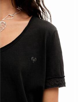 Camiseta Desigual Damasco Negro Mujer