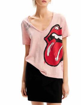 Camiseta Desigual Rolling Rosa Mujer