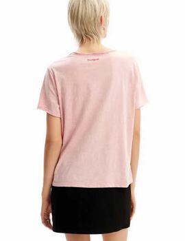Camiseta Desigual Rolling Rosa Mujer