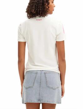 Camiseta Desigual Fez Blanco/Fucsia Mujer