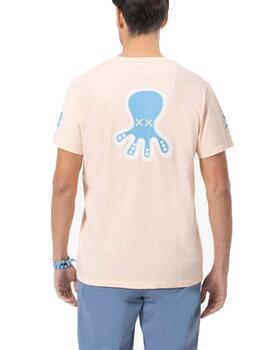 Camiseta elPulpo Estampado Triple Logo Rosa Hombre