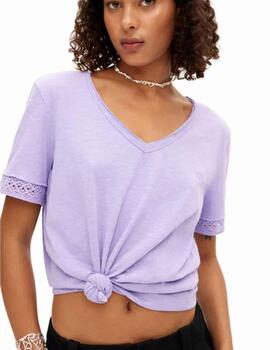 Camiseta Desigual Damasco Lila Mujer