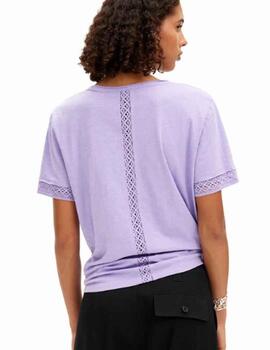 Camiseta Desigual Damasco Lila Mujer